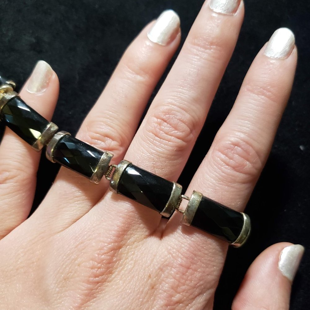 .925 Heng Ngai Sterling Bracelet Onyx Black